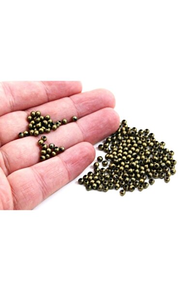 yfhobi 3 Mm Antik Sarı Kaplama Metal Boncuk, Demir Boncuk, 10 Gram (170-190 A...