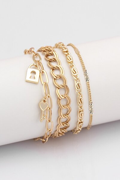 Sortie Aksesuar Anahtar Ve Kilit Figürlü 4'lü Kombin Bileklik