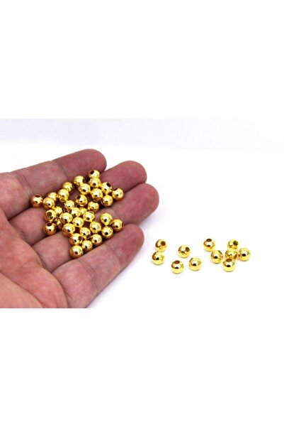 yfhobi 6 Mm Sarı Kaplama Metal Boncuk, Demir Boncuk, 10 Gram (30-35 Adet Arası )
