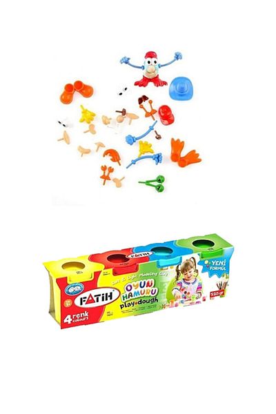 Fatih 4 Colors Play Dough + 26 Pieces Play Dough Accessories Body Shapes
