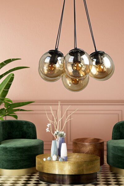 Begüsa Malta 7 .li Avize Siyah Bal Cam