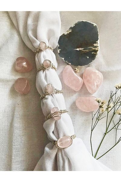 Mıçı takı silver Handmade Natural Stone Ring (PINK QUARTZ STONE) Specify Your Joint Or Normal Ring Requests. 5 Pieces