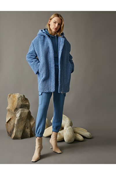 Koton Λούτρινο παλτό με κουκούλα