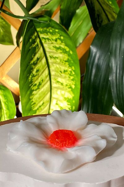 FANTASTİK SANAT ATÖLYESİ Acacia Scented White Water Lily Flower Figured Decorative Bath Soap - 100% Natural