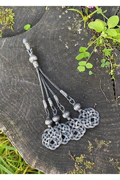 KAZZAZE Love Knot Oxidated Silver Kazaziye Quad Tassel