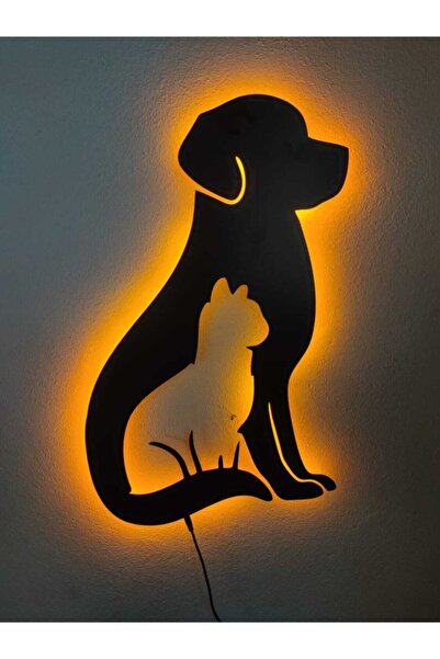 dekoraven Köpek& Kedi Led Işıklı Tablo