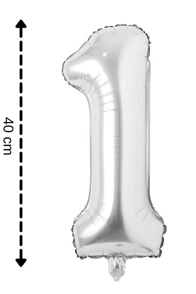 ELGALA Foil Balloon Number 1 Helium Balloon 40 Cm Silver Color