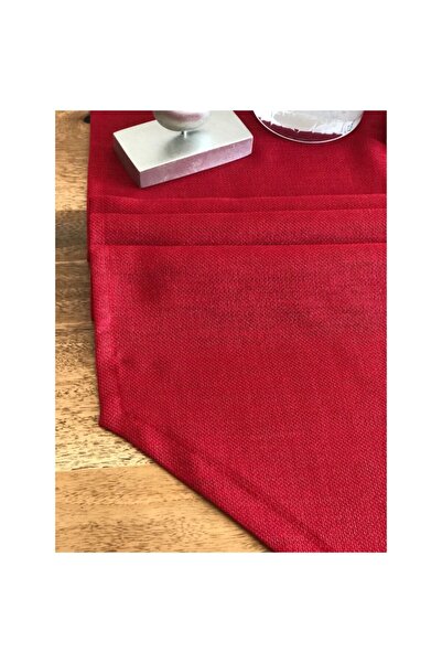 desen izmir American Service, Silvery Linen Runner Red Color