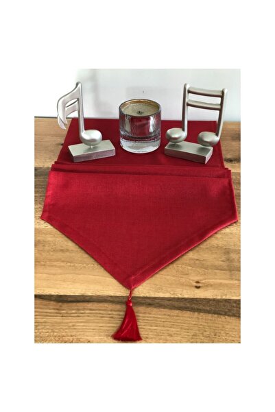 desen izmir American Service, Silvery Linen Runner Red Color