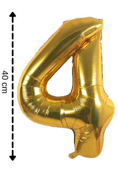 ELGALA Foil Balloon 4 Number Helium Balloon 40 Cm Gold Color