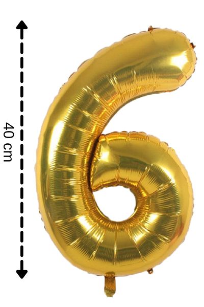 ELGALA Foil Balloon 6 Number Helium Balloon 40 Cm Gold Color