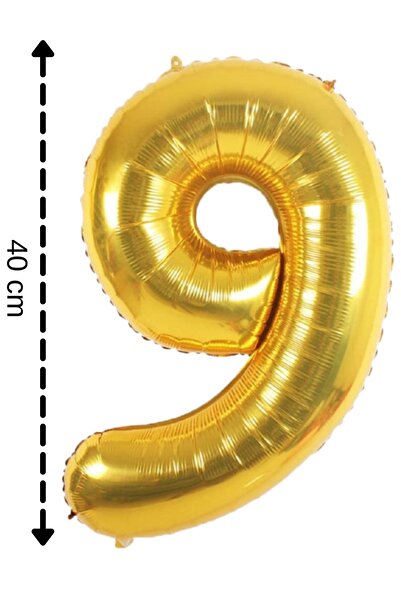 ELGALA بالون فويل رقم 9 بالون هيليوم 40 سم لون ذهبي
