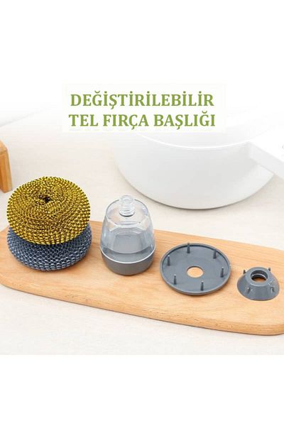 TechnoSmart Dishwashing Wire with Detergent Tank Practical Cleaning Wire Bathroom Sink