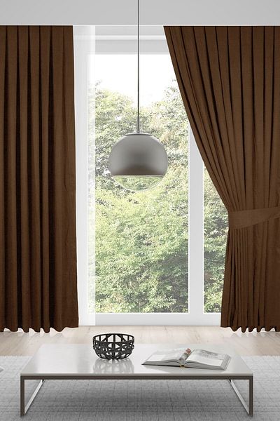 MEVVA HOME Velvet Background Single Wing Curtain (1x2 Sparse Pleated) - Coffee with milk