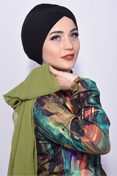 Nowa Scarf Pool Cap Black Suitable for Sea and Pool Use