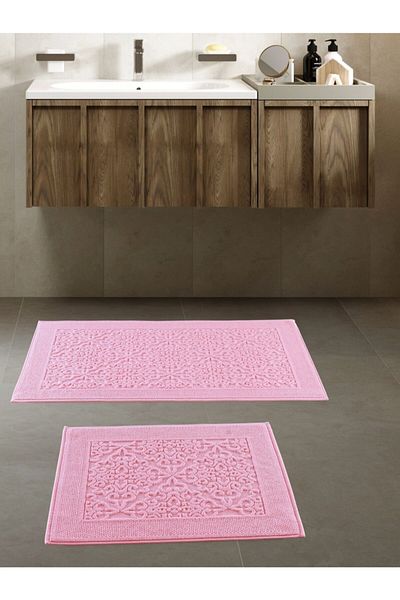 Class Pera Pink Aegean Cotton 2-Piece Bath Mat Towel Set 60x50-60x100 Cm