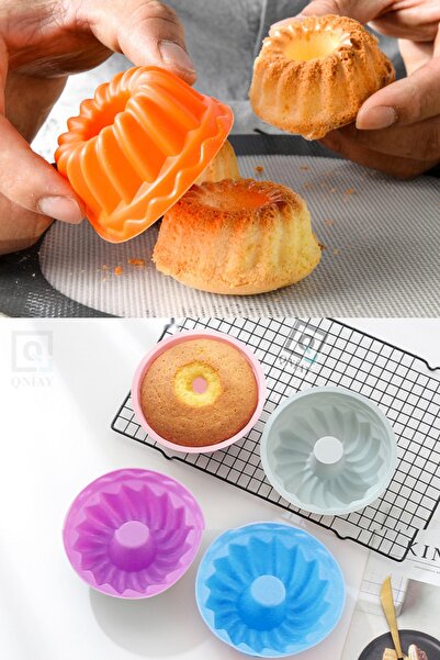 QNİAY Luxury Practical Silicone Mini Cake Mold 6 Pieces Muffin Cake Cup Mold Dough Cake Baking Mold