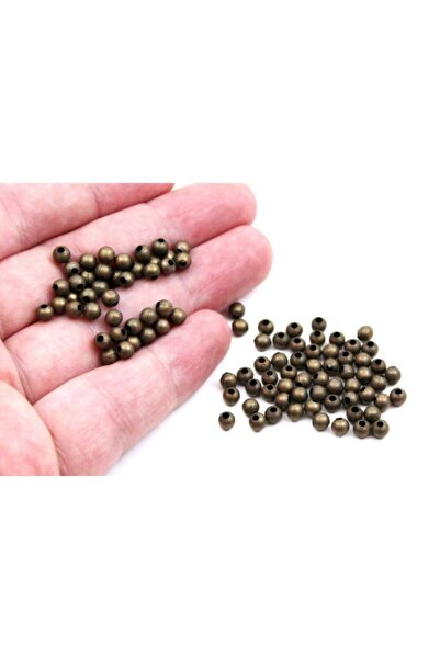yfhobi 4 Mm Antik Sarı Kaplama Metal Boncuk, Demir Boncuk, 10 Gram (80-90 Ade...