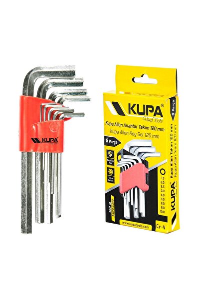Kupa Çelik Alyan Anahtar Seti Kısa 120 mm. - 9 Parça Alyen