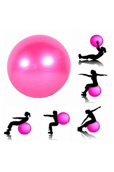 pekial 65 Cm Pink Pilates Ball And Inflating Pump, Yoga Plates Exercise Ball Ball