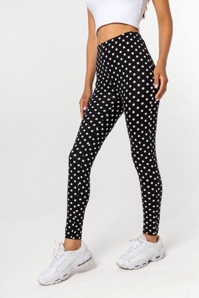 Nur Aka by Nurteks Polka Dot Patterned Cotton Comfortable Black Tights