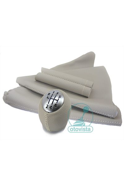 otovista Renault Fluence / Megane 3-Speed Topz/Handbrake and Gear Gaiter-Handbrake Handle Leather Set (beige-6ile