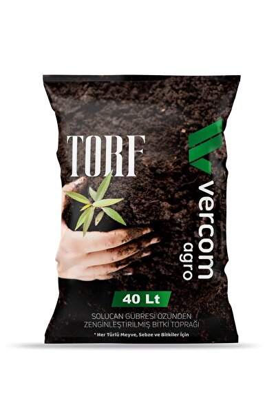 Vercom Agro Yüksek Kalite Ithal Torf, Pomza, Leonardit, Solucan Gübresi Katkılı Özel Karışım 50 Lt