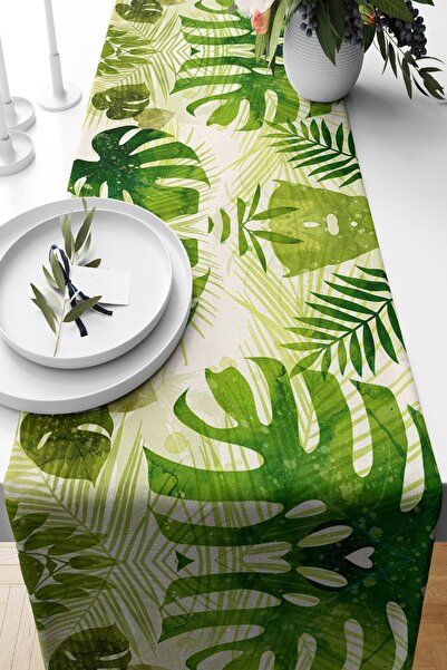 Nish & Royal Amazon Leaves on Ecru Floor Special Design Suede Runner