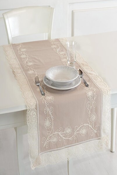 ÖDEL HOME بولدان قماش دانتيل مطرز بخيط 50x130 سم عداء