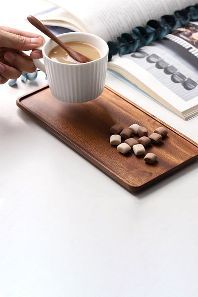 Dandy Decorative Natural Wooden Tray Presentation Rack Serving Bathroom Tray Kitchen Organizer Organizer Rectangular