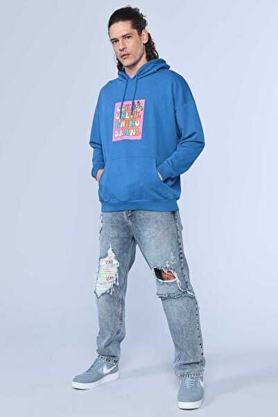 ECKO UNLTD Ανδρικό φούτερ με κουκούλα Henley Blue