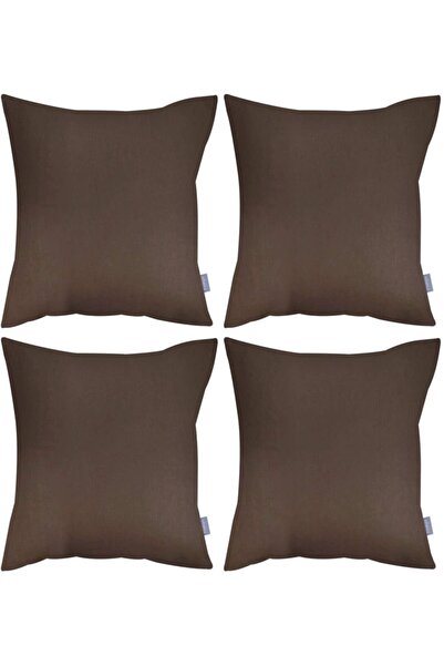 De'Vor Brown Throw Pillow Cover Set of 4 - Hidden Zipper - Velvet Textured