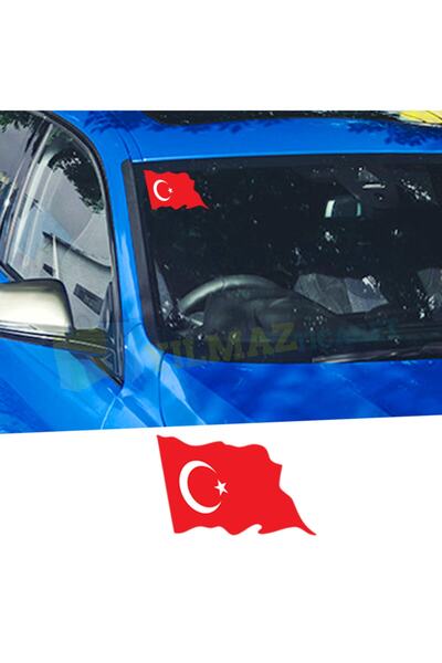 yılmazetic Türk Bayrağı Ön Arka Cam Oto Sticker Araba Etiket Yapıştırma 1 Ade...