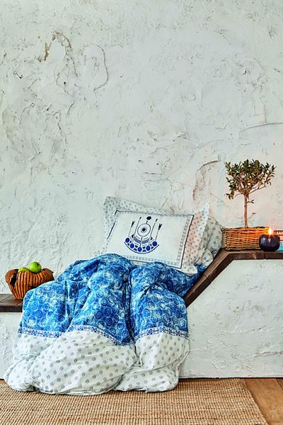 Karaca Home Set cuvertură de pilota dublă Costa Blue 100% bumbac