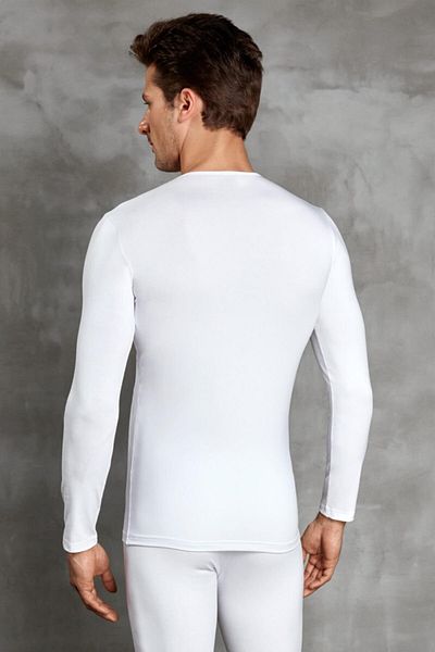 Doreanse Men's Ecru Thermal Round Collar Long Sleeve T-Shirt