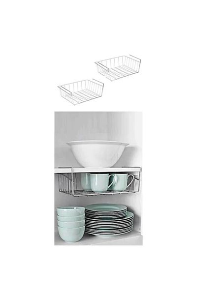 vomex Kangaroo Shelf Basket Chrome Metal under Shelf Hanger Set of 2
