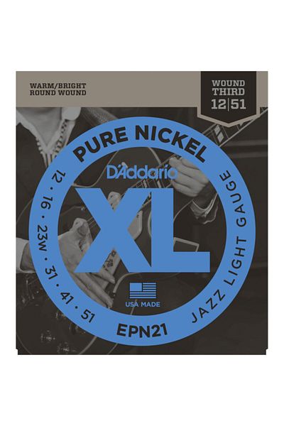 Daddario Epn21 Pure Nickel, Jazz Light Suit String Electric Guitar String 012