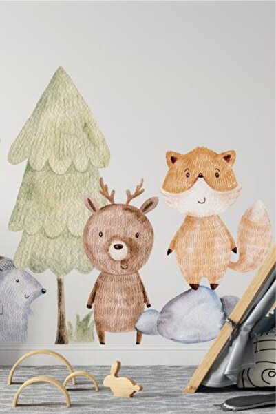 WALLHUMAN Rakunlu Orman Ailesi Duvar Stickerı