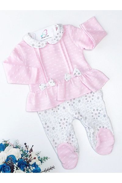 Mymio Pink Floral Patterned Baby Girl Jumpsuit