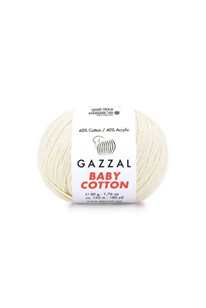 Gazzal Fir de bumbac pentru tricotat manual pentru bebeluși, alb de iarnă 3437