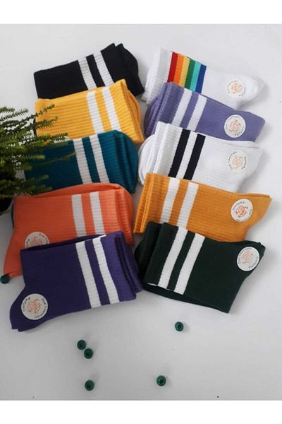 çorapdunyam Unisex Colorful Series Perfumed Mixed College Tennis 10 Pack Κάλτσες Gyt5541
