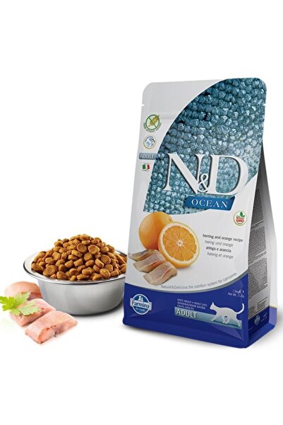 N&D Ocean Tahılsız Ringa Balıklı Ve Portakallı Yetişkin Kuru Kedi Maması 1,5 Kg