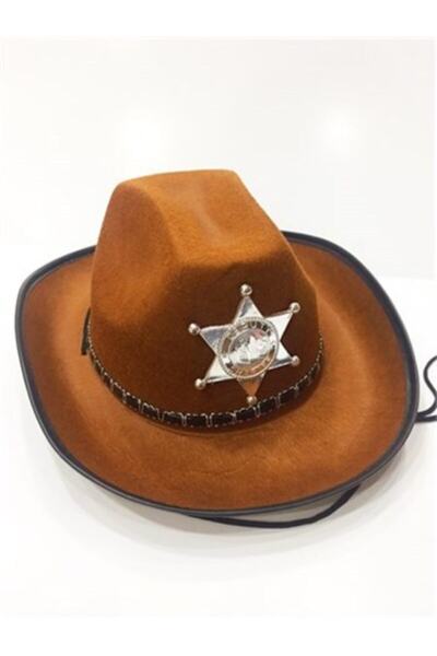 Samur Pălărie de cowboy maro pentru copii unisex Pălărie de șerif