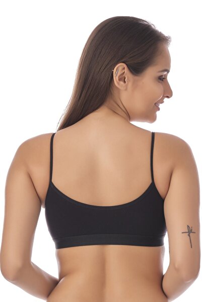 Doce Cravo Black Combed Cotton Padded Thin Strap Bustier11601815