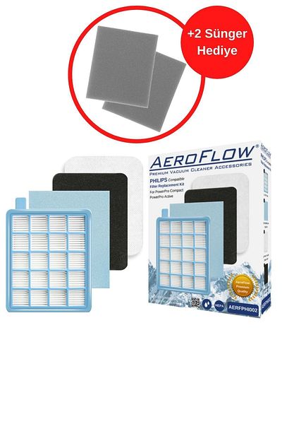 AeroFlow Philips Beko Bks 5534f - مجموعة فلتر Hepa وإسفنجة، متوافقة مع حاوية غبار المكنسة الكهربائية