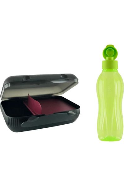 Tupperware Eco Bottle Water Bottle 1 Liter Green and Black Lunch Box