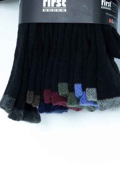 First Чоловічі чорні пранні м'які довгі шкарпетки, 7 пар
