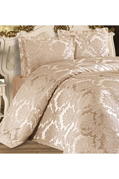 bursa çeyiz Şönil Jakarlı Tek Kişilik Yatak Örtüsü Cappuchino