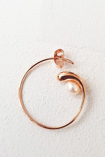 MorMajor Silver Tekli Ithal Inci Halka Rose Gümüş Küpe