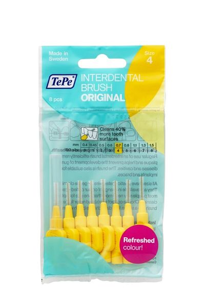 TePe Yellow Interdental Brush - 0.7 Mm 8-Piece Interface Brush